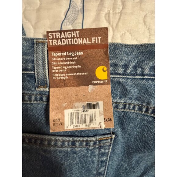 Carhartt NWT Mens Blue Denim Tapered Leg Jeans Straight Traditional Fit Sz 42x36 - Picture 6 of 8